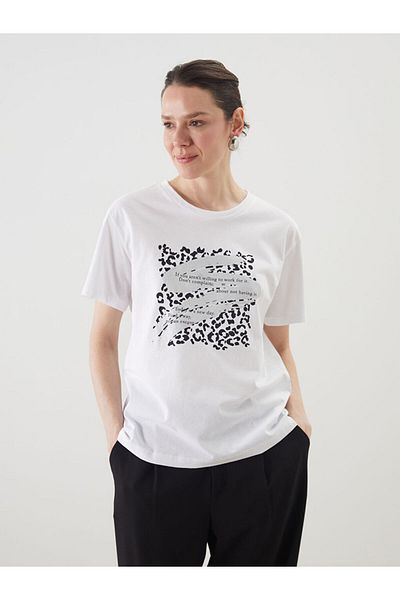 LC Waikiki Tricou de damă cu imprimeu cu decolteu rotund de sezon nou - S5KR10Z8