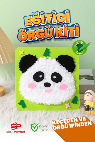 Panda Felt Creative Craft Starter Set Cute Animal Sewing and Knitting Set, Craft
