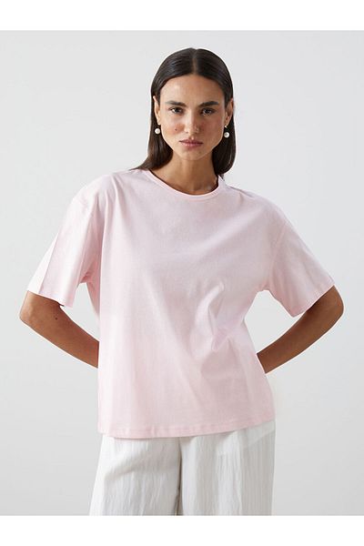 LC Waikiki Tricou de damă oversize cu decolteu rotund de sezon nou - S5KR16Z8