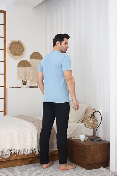LİLA İÇ GİYİM SET DE Pijamale BĂRBAȚI, BUMBAC, BUMBAC, Mâneci Scurte