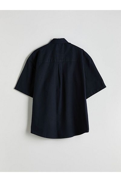 LC Waikiki Lcw Vision Navy Blue Comfortable Fit Short Sleeve Men's Shirt
