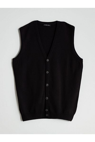 LC Waikiki Lcwaikiki Classic Black Standard Fit V-Neck Men's Knitwear Vest
