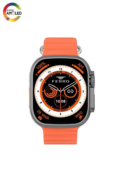 FERRO Turuncu Silikon Kordon Amoled Ultra Akıllı Kol Saati Fsw1116-gt