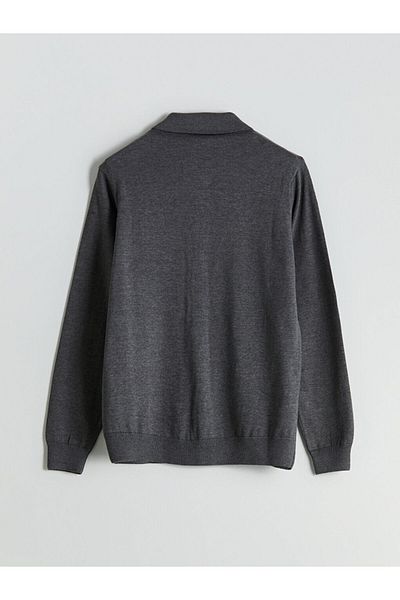 LC Waikiki Southblue Standard Fit Polo Neck Men's Knitwear Cardigan