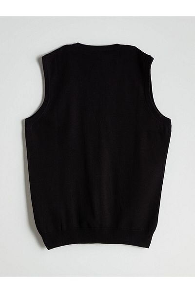 LC Waikiki Lcwaikiki Classic Black Standard Fit V-Neck Men's Knitwear Vest