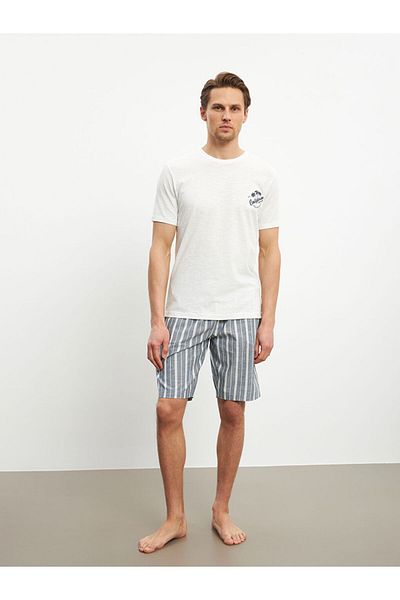 LC Waikiki Σετ πιτζάμες Ecru Standard Fit με ανδρικό σορτς