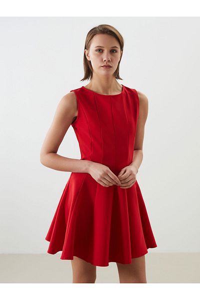 LC Waikiki Lcw Comfort Red Bicycle Collar Women Dress