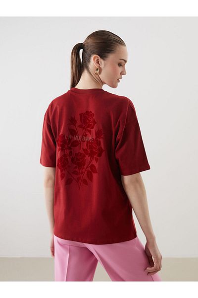 LC Waikiki New Season Crew Neck Rose Printed Women's T-Shirt - S5Nt78Z8