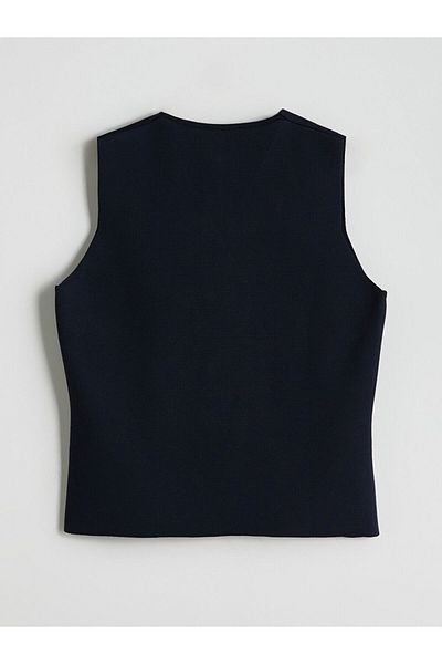 LC Waikiki Lcwaikiki Classic Navy Blue V-Neck Women's Knitwear Vest