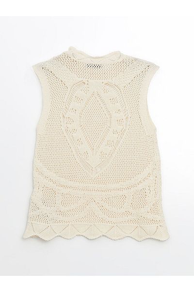 LC Waikiki Lcw Vision Beige Crew Neck Openwork Women's Knitwear Sweater