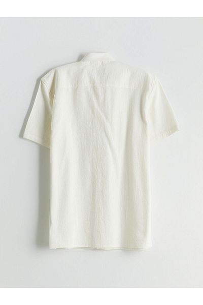 LC Waikiki Lcw Vision Ecru Regular Fit Short Sleeve Dobby Men's Shirt