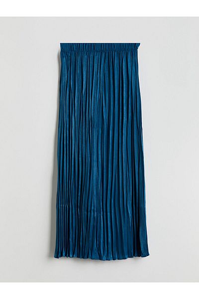 LC Waikiki Lcwaikiki Classic Petrol Elastic Waist Pleated Skirt
