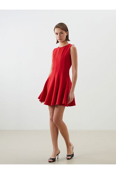 LC Waikiki Lcw Comfort Red Bicycle Collar Women Dress