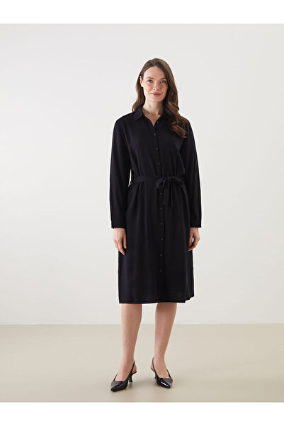 LC Waikiki Black Belted Shirt Dress
