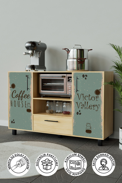 Hediyeler Kapında Coffee House Design "robusta" Kahve Köşesi Mutfak Dolabı Çok Amaçli Mutfak Standi
