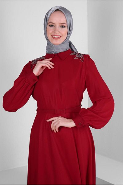 Alvina VATKALI STONE EMBROIDERY DETAILED BELT DRESS 43718