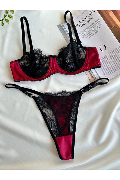 MILANOFOX Satin Detailed Lace Underwire Bra Set