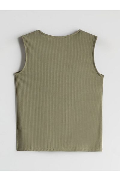 LC Waikiki Lcw Comfort Green Crew Neck Textured Women's Undershirt