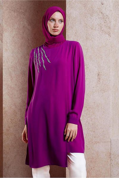 Alvina Stone Detailed Hijab Tunic 42701
