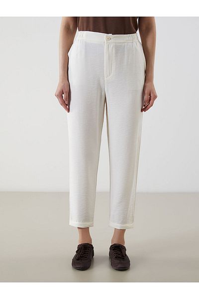 LC Waikiki Lcw Modest Ecru Women's Elastic Waist Pants