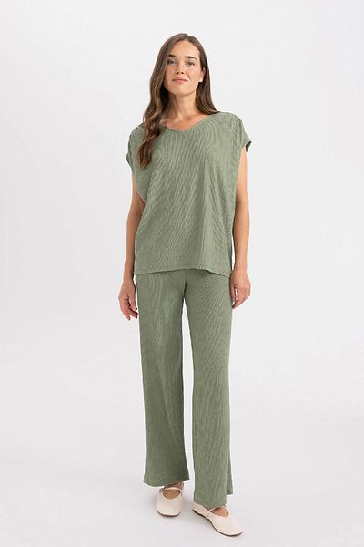 DeFacto Wrap Pants Wide Leg Wide Wide Leg Stretchy Waisted C0200Ax24Sp