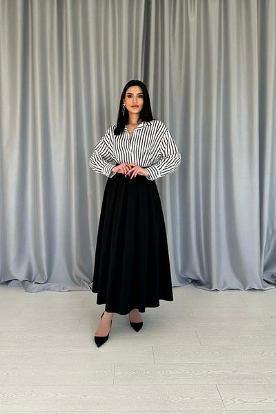 TİANA Fusta lungă plisată neagră