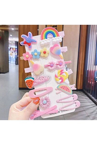 BATU GİYİM Kız Çocuk Ve Kız Bebek Pens Çıtçıtlı Sarı Toka Seti 14 Adet