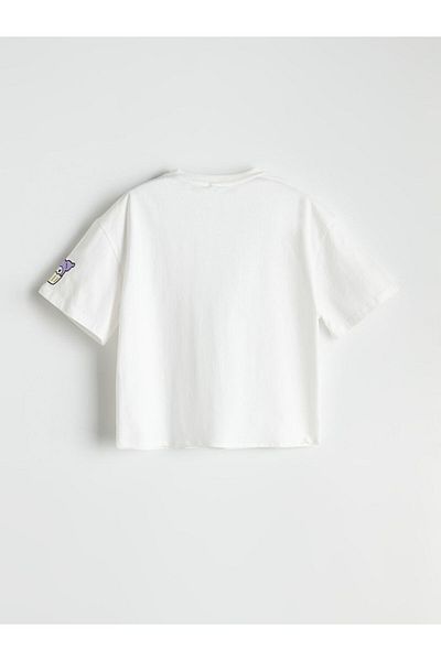 LC Waikiki Ecru Crew Neck Kuromi Printed Girl's T-Shirt