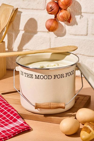 Mirilliahome Cream Enamel Copper - Stylish Design with Wooden Handle - Suitable for 4L Stoves