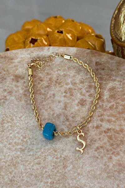 Trendy Butik Kişiye Özel Harfli Altın Kaplama Nostalji Cam Boncuklu Ş Harf Bu...