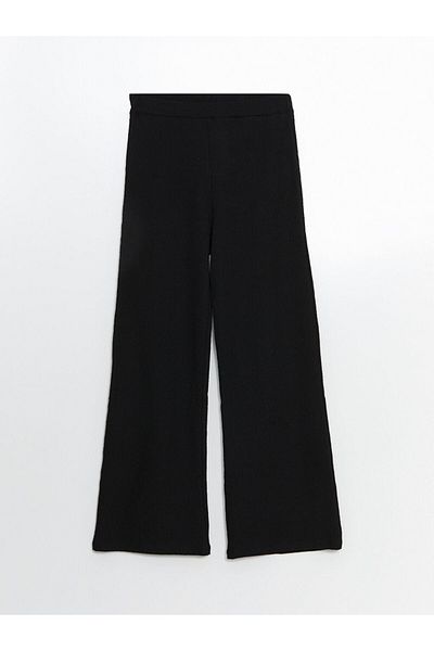 LC Waikiki Lcwaikiki Classic Black Women's Elastic Waist Textured Trousers