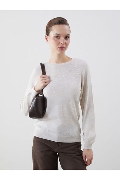 LC Waikiki Lcwaikiki Classic Beige Crew Neck Women's Knitwear Sweater