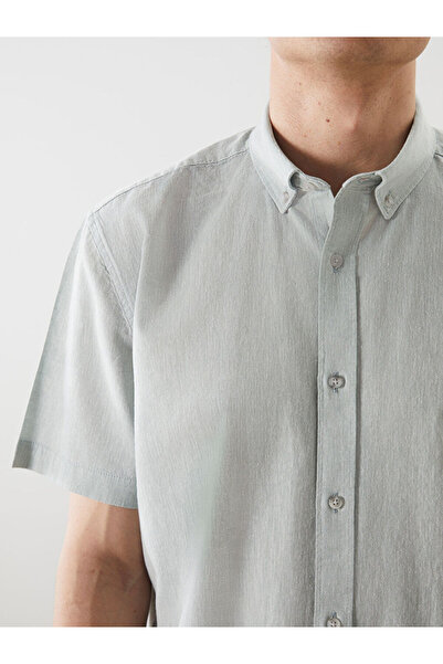 LC Waikiki Ανδρικό πουκάμισο LCW Vision Regular Fit με κοντό μανίκι λινό μείγμα