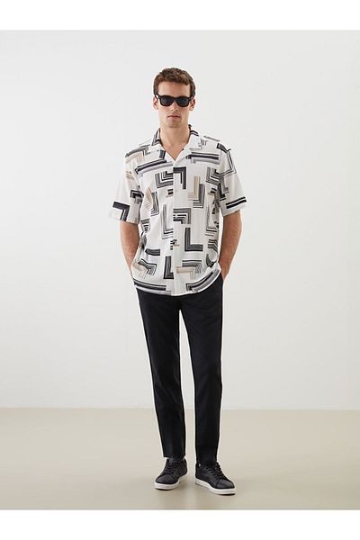 LC Waikiki Ανδρικό πουκάμισο Lcw Vision Regular Fit με κοντομάνικο σχέδιο