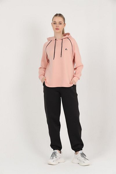 missmaral Set de trening de scuba pentru damă Hanorac negru Puppy Mouth cu buzunar elastic pentru picioare Jogger Fund 3070