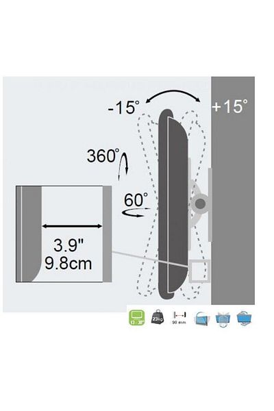 Techly Suport Perete Techly ICA-LCD201BK, TV/LCD/LED, 13"-30", 23kg, VESA, Negru