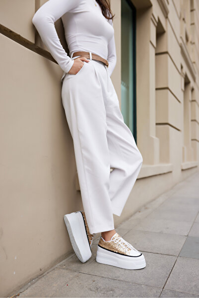 ANGELİNA JONES VARDY KADIN ALTİN PULLU BAGCIKLI DOLGU TABAN SNEAKER