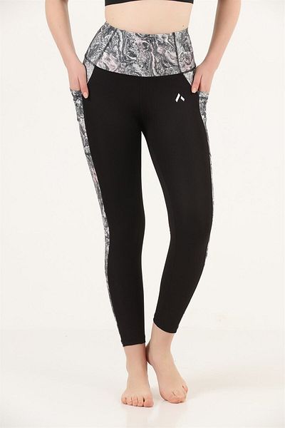 missmaral Women's Tights Black Gray High Waist Recovery Double Pocket Comfort & Sport 1059