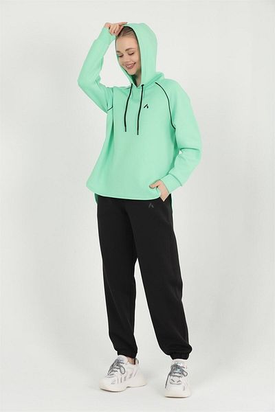 missmaral Set de trening pentru scuba, negru, verde, cu glugă, cu glugă, cu buzunar elastic pentru picior, jos, 1200