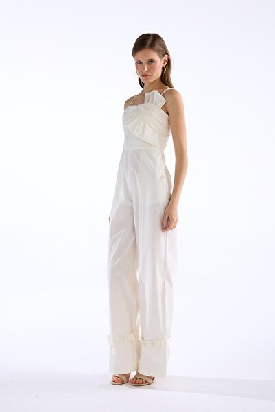 NOK İSTANBUL Chic Twist Jumpsuit Beyaz