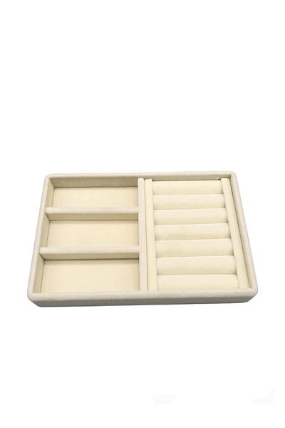 MeGass Dekor Εγχώριας παραγωγής Suede Fabric Cream Χρώμα 22 cm / 14 cm Βάση κοσμημάτων σε συρτάρι