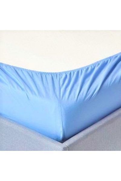 Kotonia Home Bed Cover With Elastic - Knit, 100% Cotton, Blue, 100×200 20 Cm