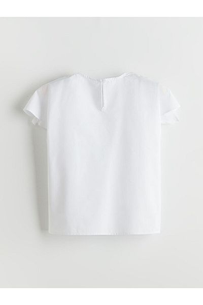 LC Waikiki LCW Kids White Crew Neck Φιόγκος Λεπτομερής κοριτσίστικη μπλούζα Crop