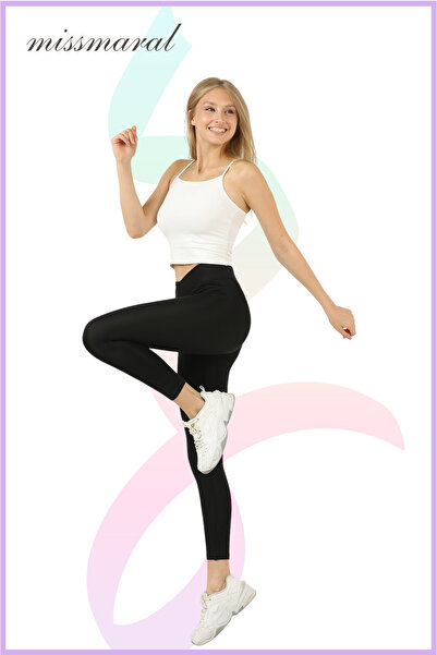 missmaral Γυναικείο Μαύρο Σταυρό Ζώνη Λεπτομερές Κολάν Ψηλόμεσο Μήκος Αστραγάλου Cross Waist 11011