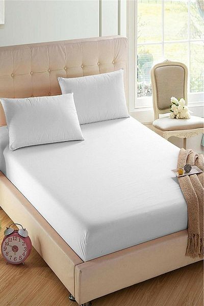 Kotonia Home Hotel Bed Cover - 100% Cotton Jersey, For Mattress 180x200 20 Cm, White