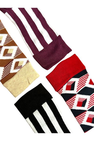 UZN SOCKS 8 ΖΕΥΓΑ ΒΑΜΒΑΚΙ ΣΕ ΚΟΥΤΙ ΠΟΛΥΧΡΩΜΑΤΑ ΣΧΕΔΙΑ UNISEX ΜΑΚΡΙΕΣ ΚΑΛΤΣΕΣ
