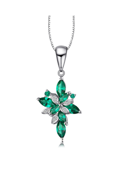 Brezza Lusso Jewelry Zümrüt Taşlı Marquise Zarafet Kadın Gümüş Kolye
