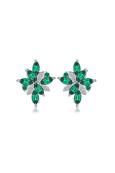 Brezza Lusso Jewelry Zümrüt Taşlı Prenses Abiye J Kadın Gümüş Küpe