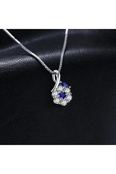 Brezza Lusso Jewelry Safir Zirkon Taşlı Minimal Model Stylish Night Kadın Gümüş Kolye