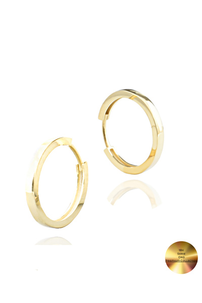Brezza Lusso Jewelry 18k Serie Oro Sade Halka Kadın Gümüş Küpe 20 MM